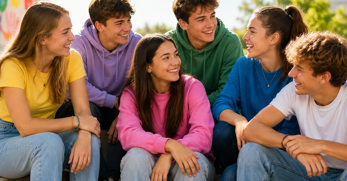 Young people of a community together